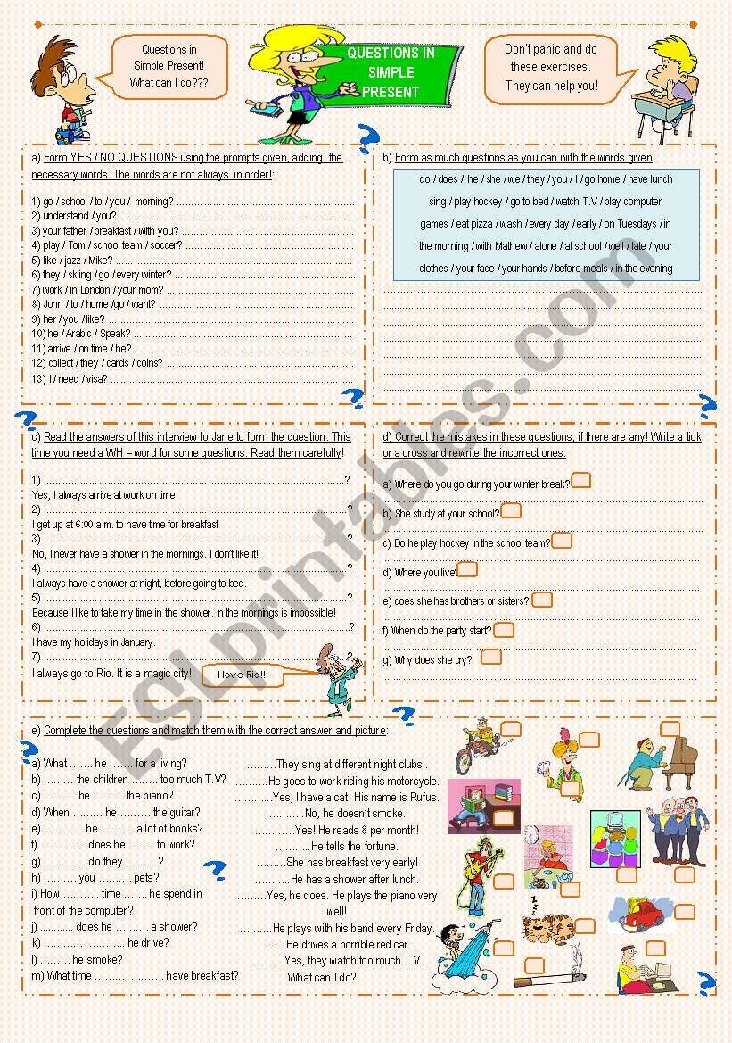 Simple Present: questions worksheet
