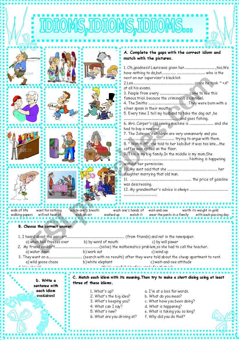 IDIOMS,IDIOMS,IDIOMS...(23) worksheet