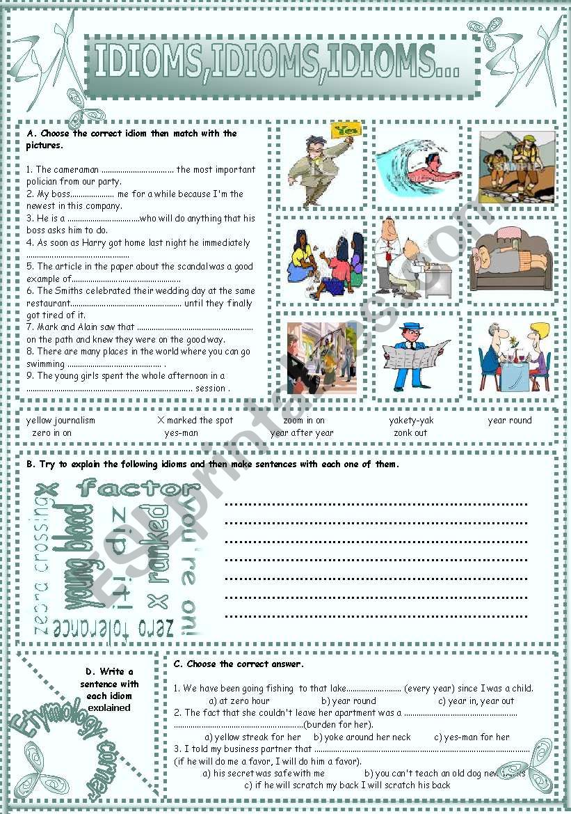 IDIOMS,IDIOMS,IDIOMS...(24) worksheet