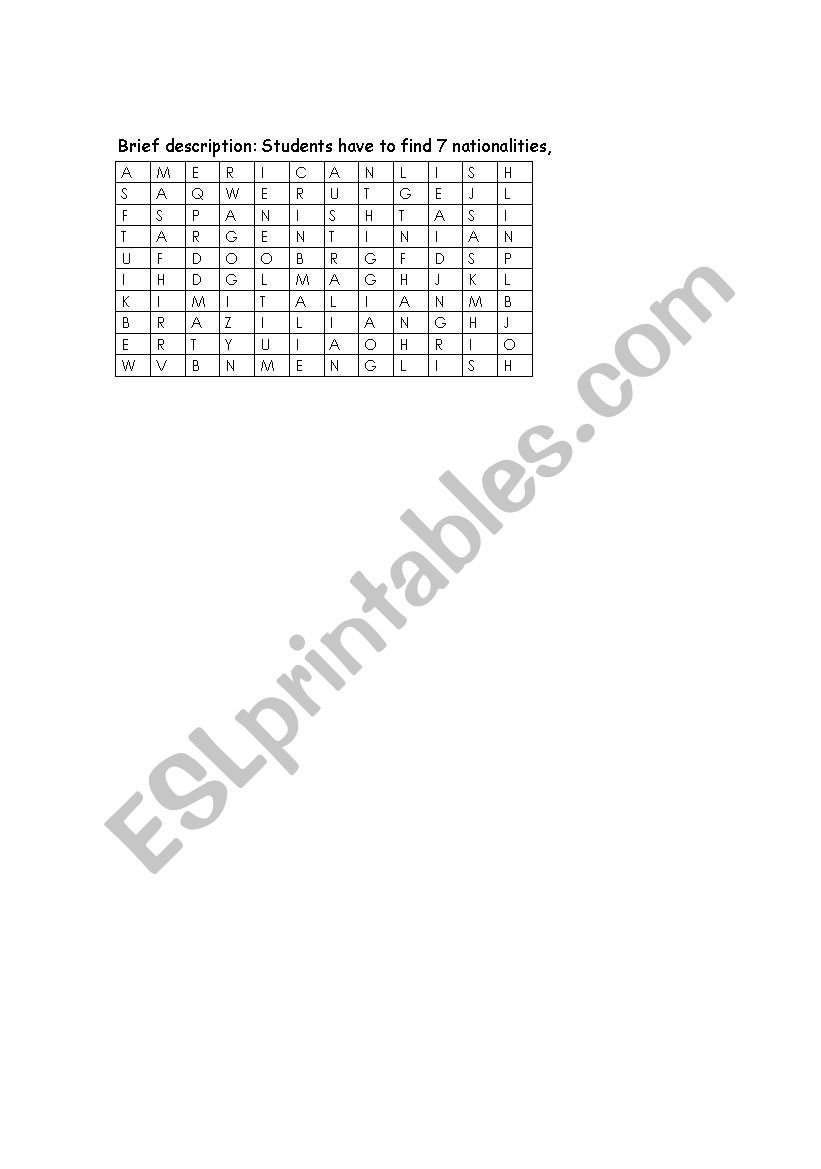 Puzzle worksheet