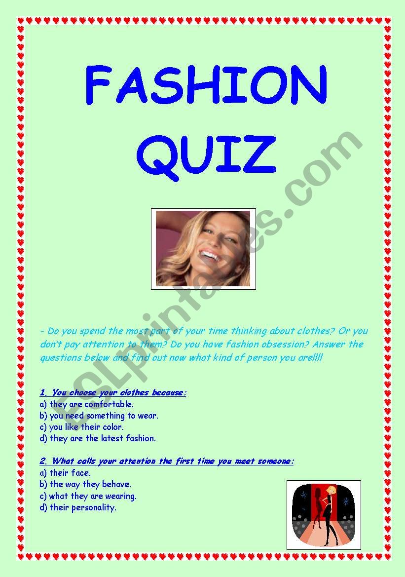 Fashion Quiz worksheet