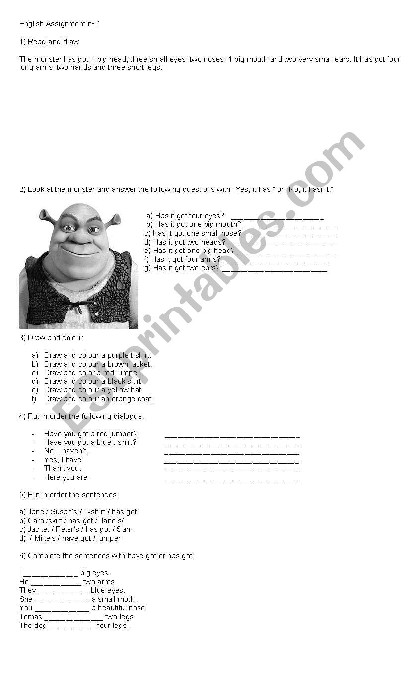 English test worksheet