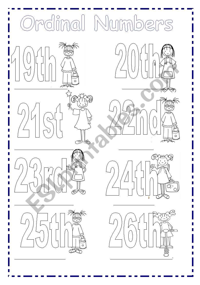 Ordinal Numbers worksheet