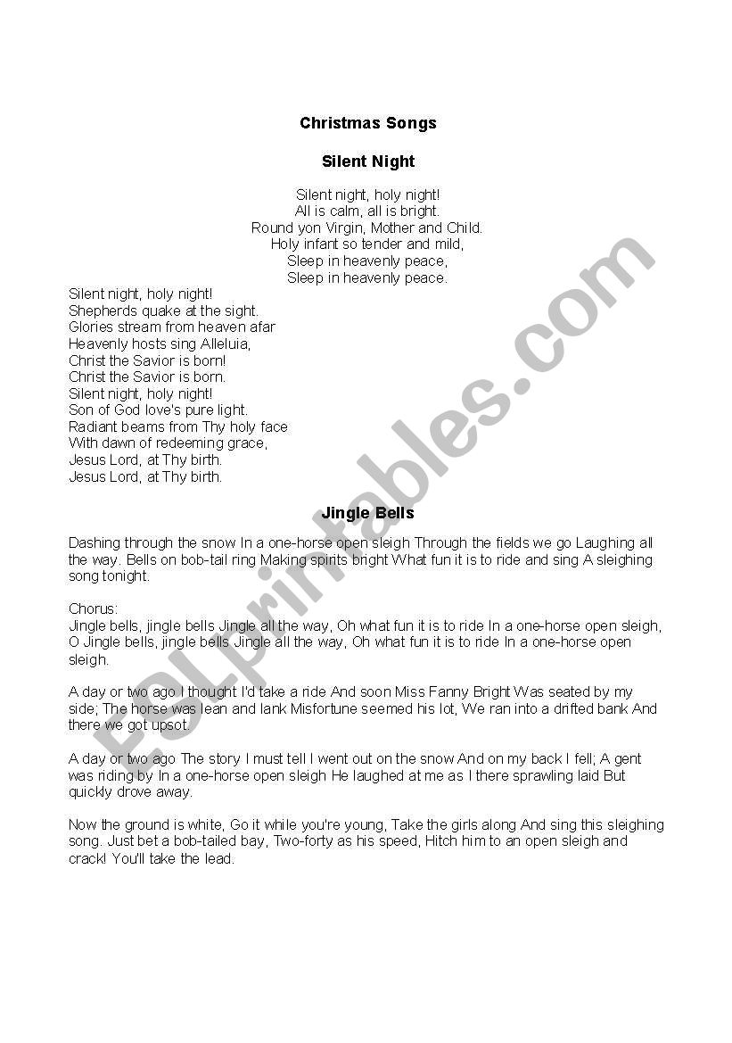 Christmas Songs worksheet