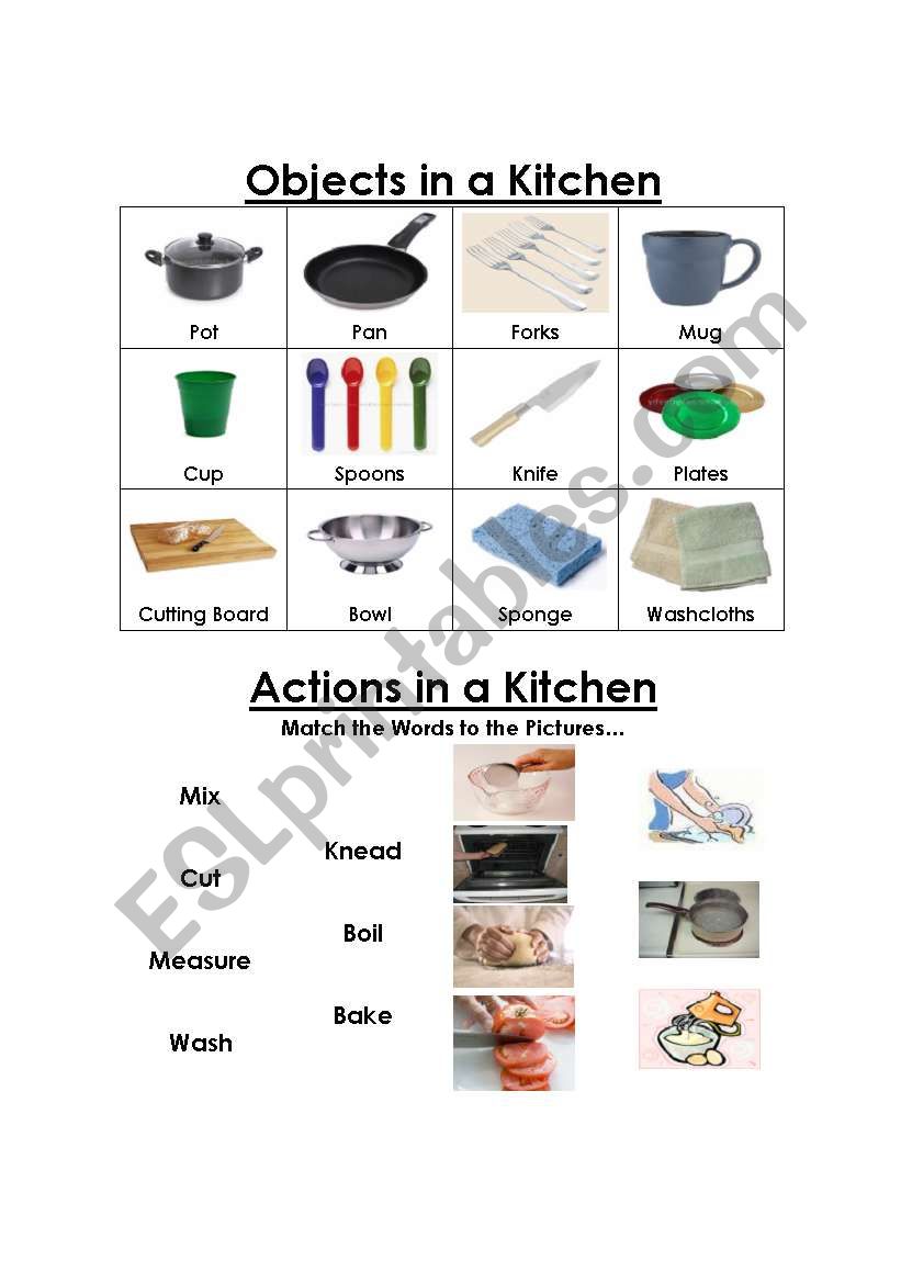 Kitchen Worksheet worksheet