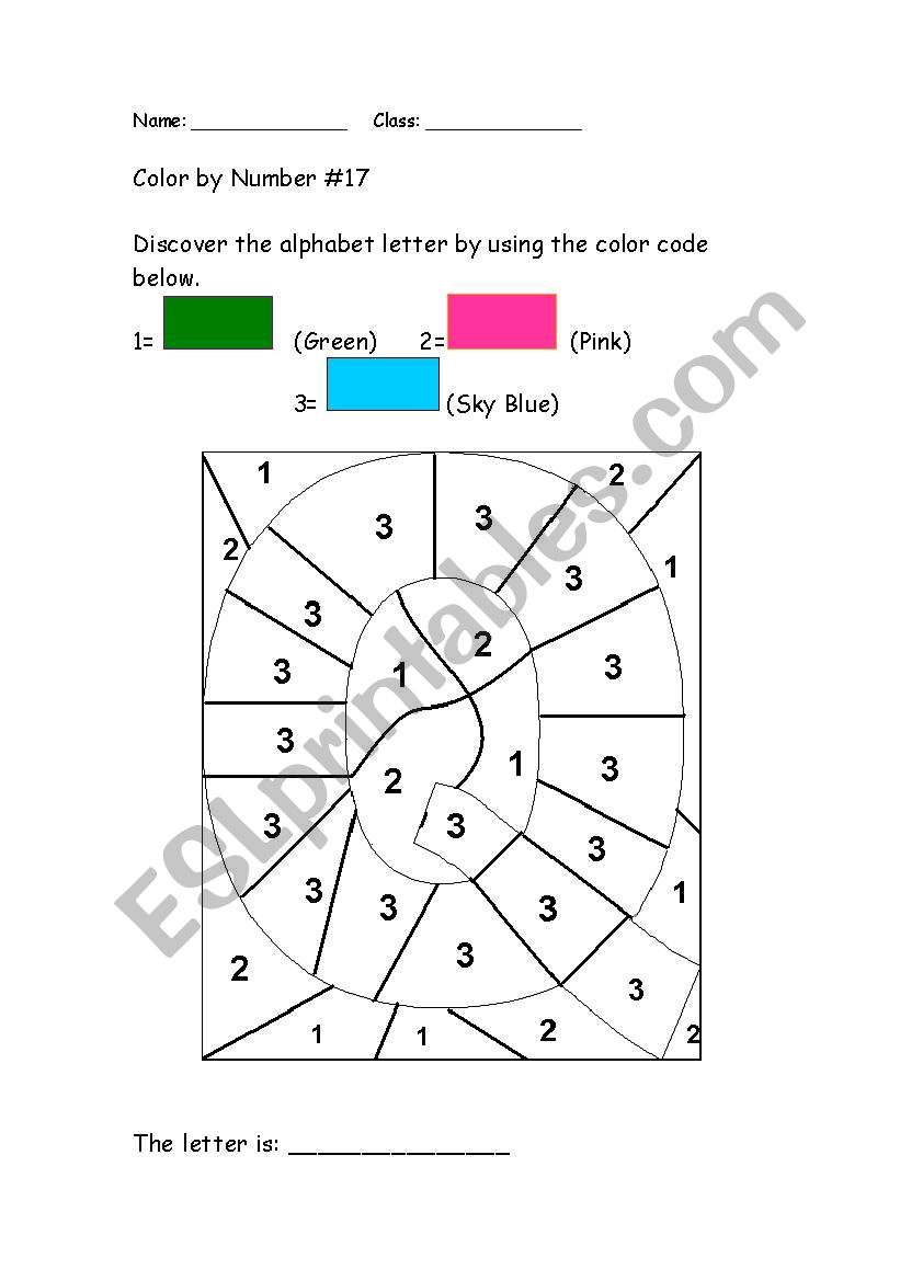 Alphabet Color by Number: Q worksheet