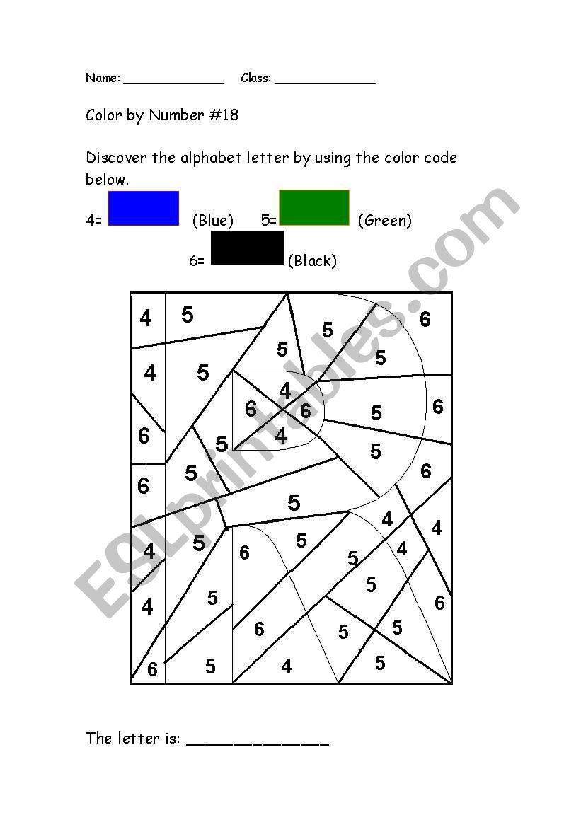 Alphabet Color by Number: R worksheet