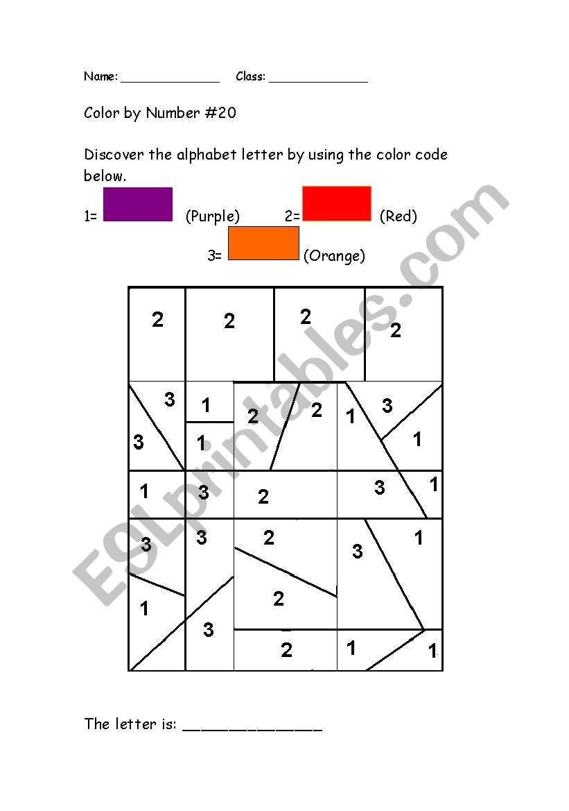 Alphabet Color by Number: T worksheet