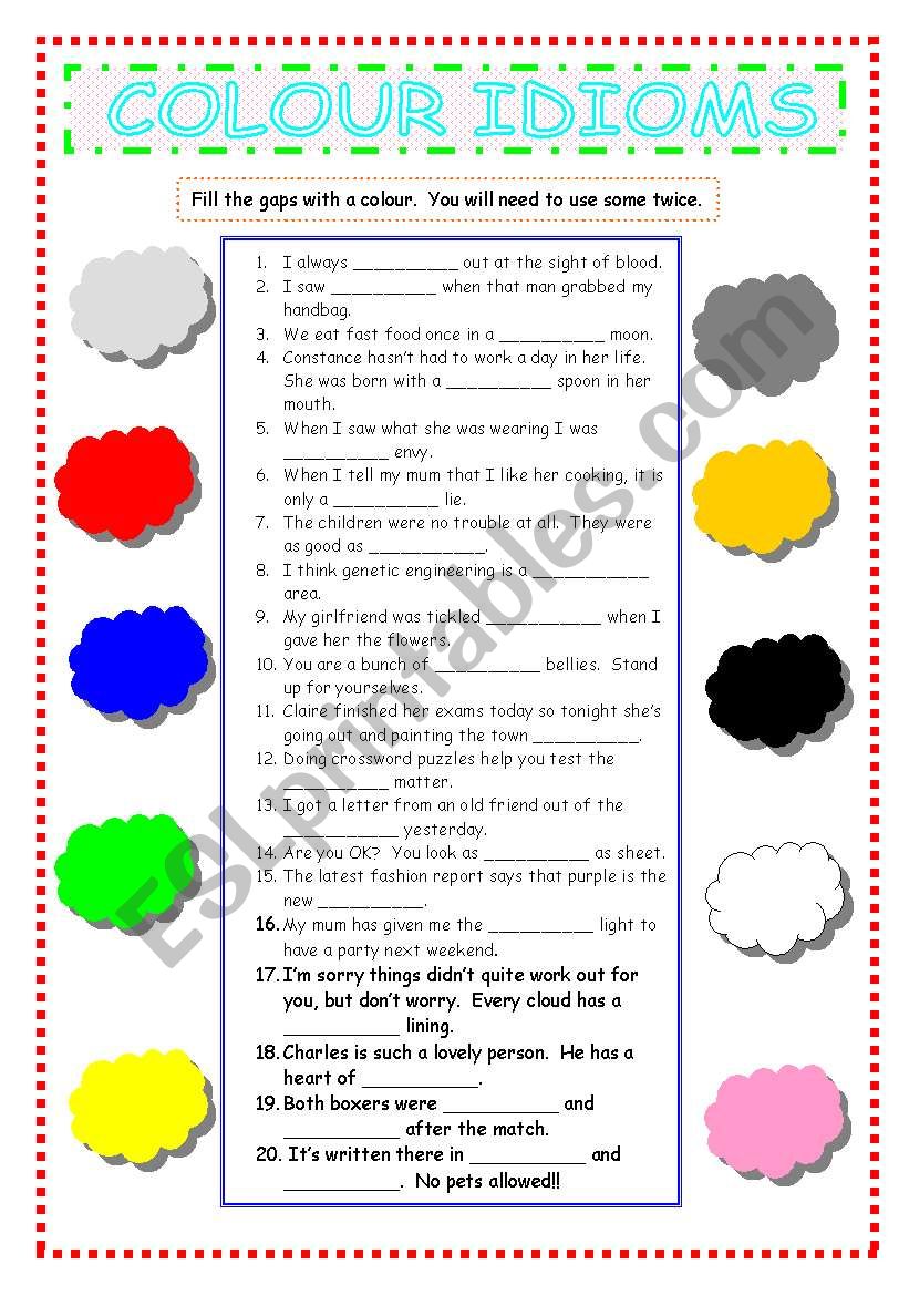 Colour Idioms worksheet