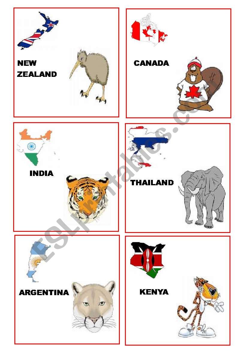 COUNTRY CARDS SET 2 worksheet