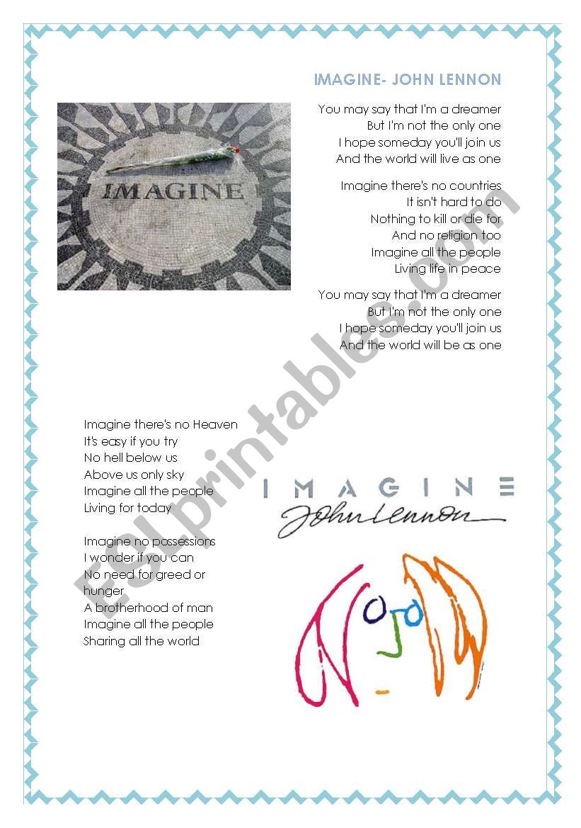 Imagine- John Lennon worksheet