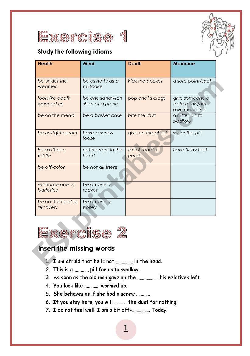 Health idoms 7 pages WITH KEY worksheet