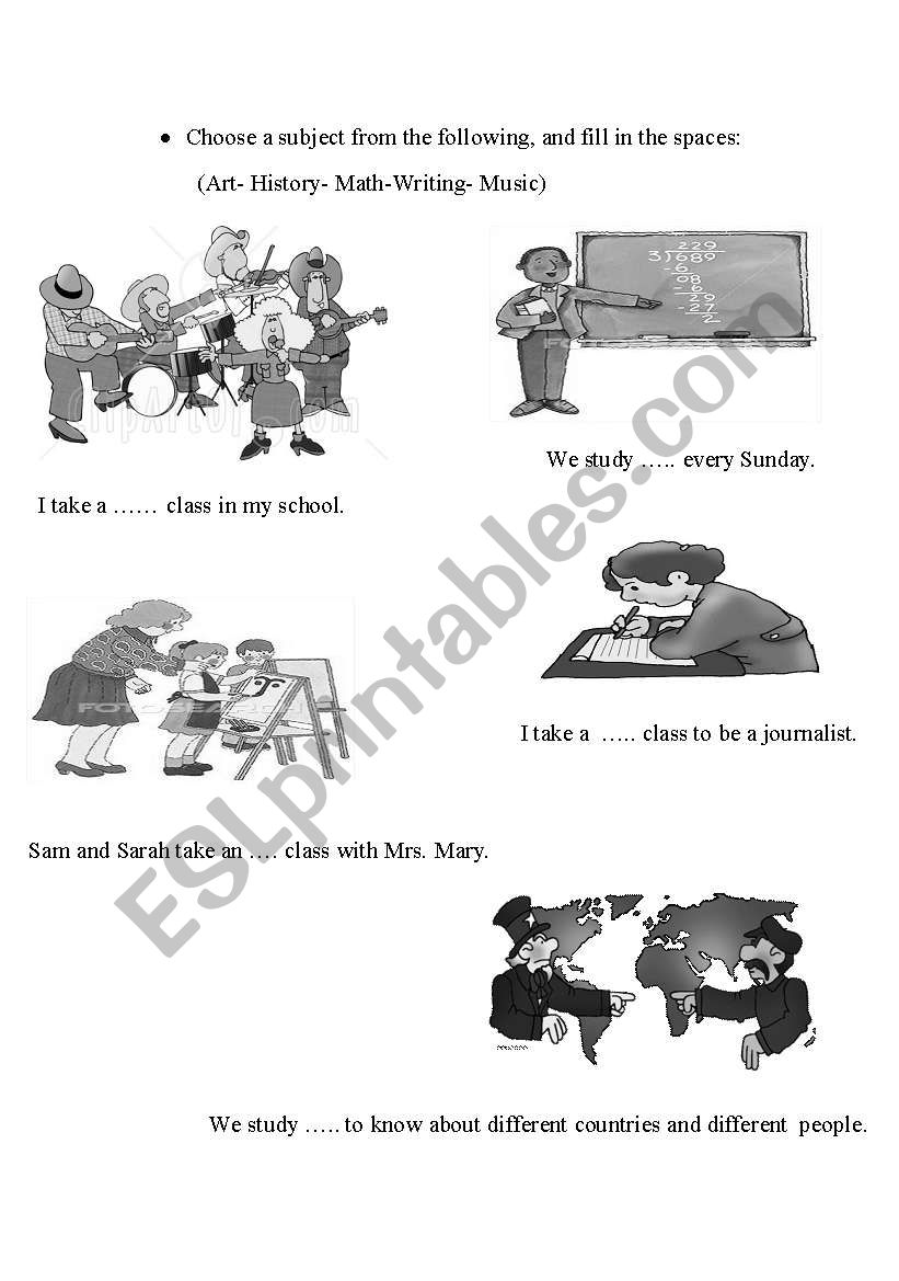 School Subject worksheet