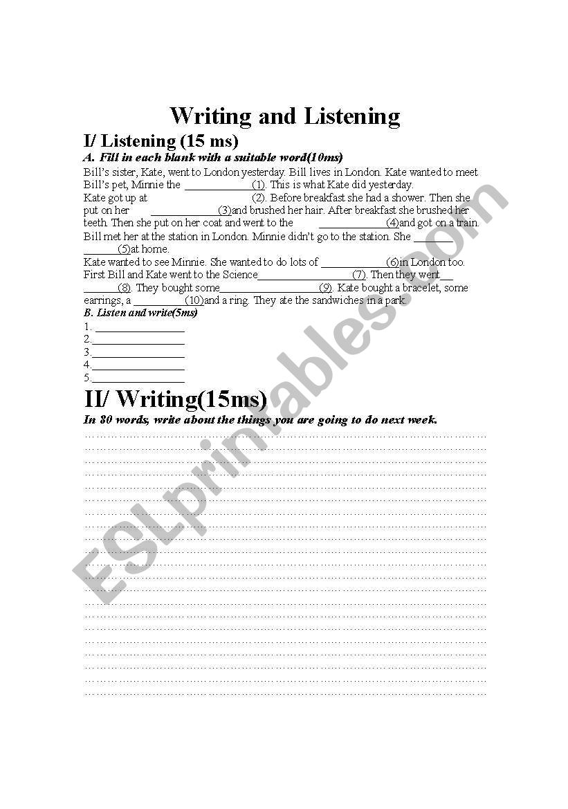 Writing and listening for elementary