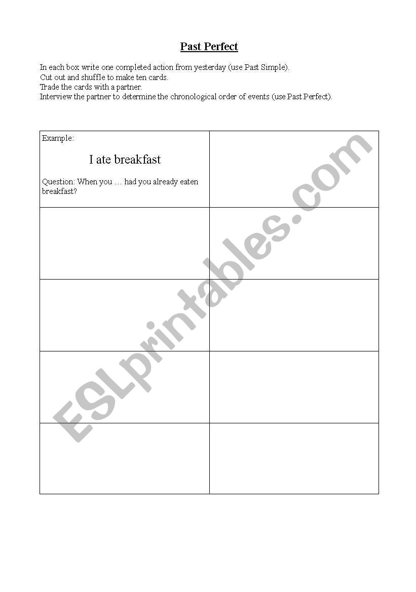 Past Perfect Fun Exercise worksheet