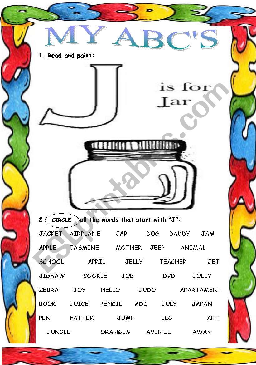 My ABCs (J) worksheet