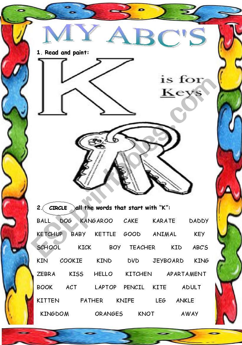 My ABCs ( K ) worksheet