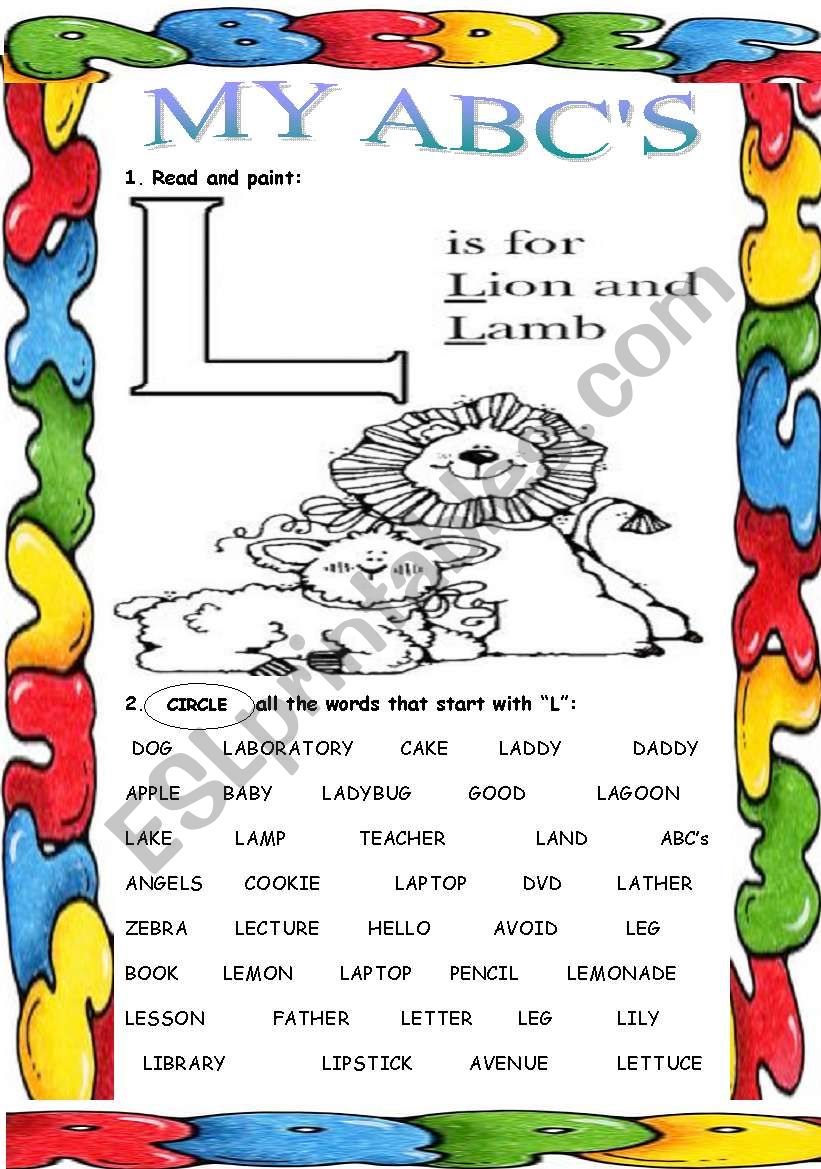 My ABCs ( L) worksheet