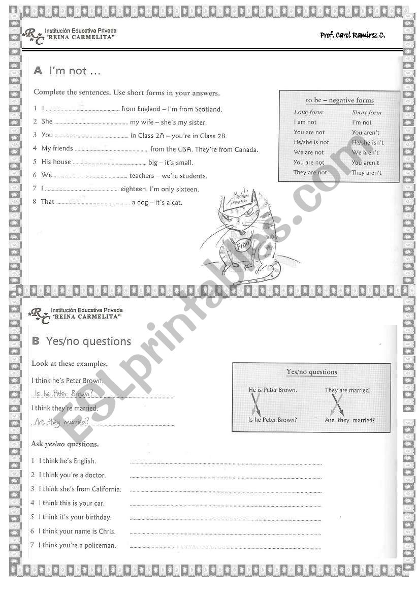 am- is - are worksheet