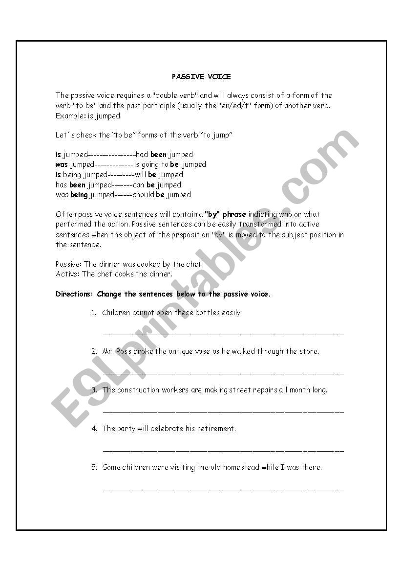 Passive Voice (Changing from active voice to passive voice)