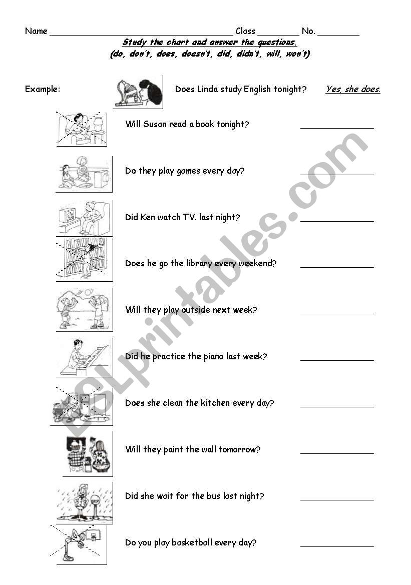 answer the questions worksheet