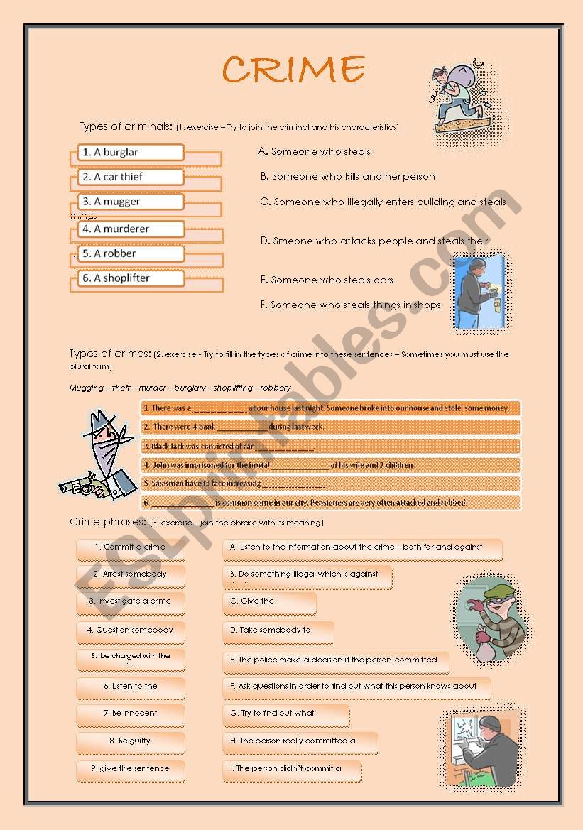 Crime - vocabulary worksheet