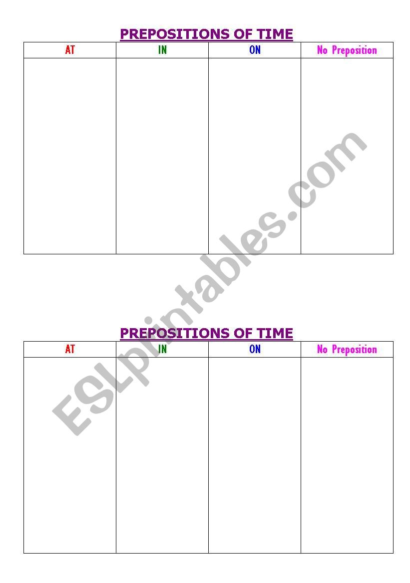 Prepostions of time. Lets practise!