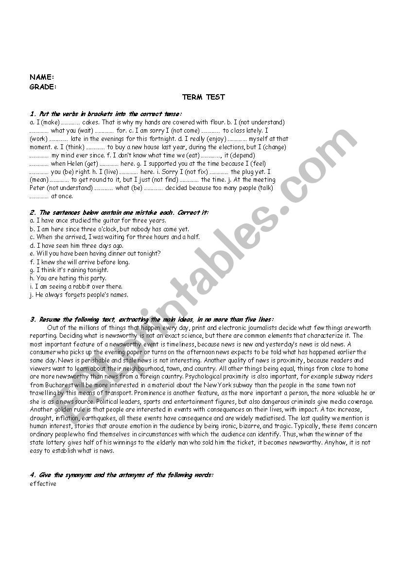 term test 2 worksheet