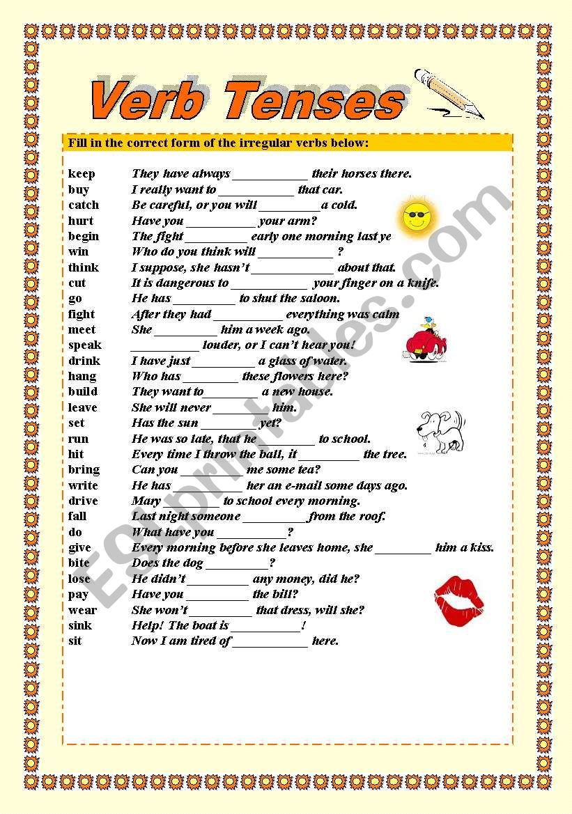  Verb Tenses worksheet