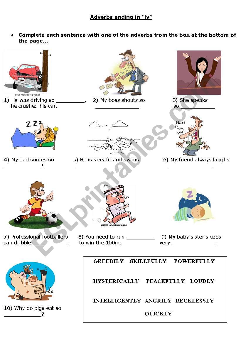 Adverb Ly Worksheet