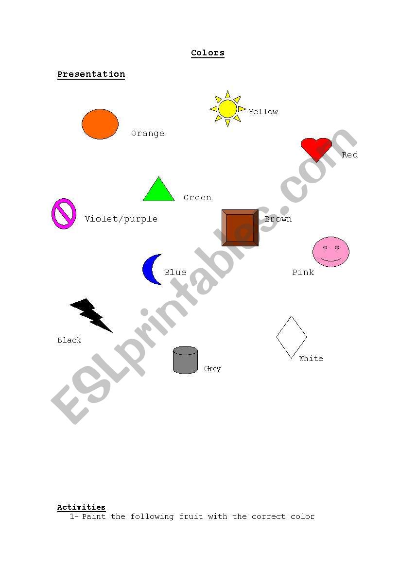 Colours worksheet