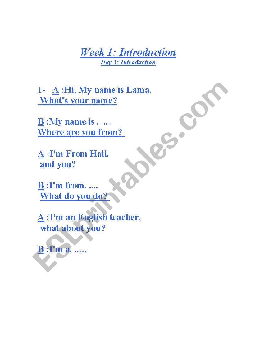 how to introduce yourself worksheet