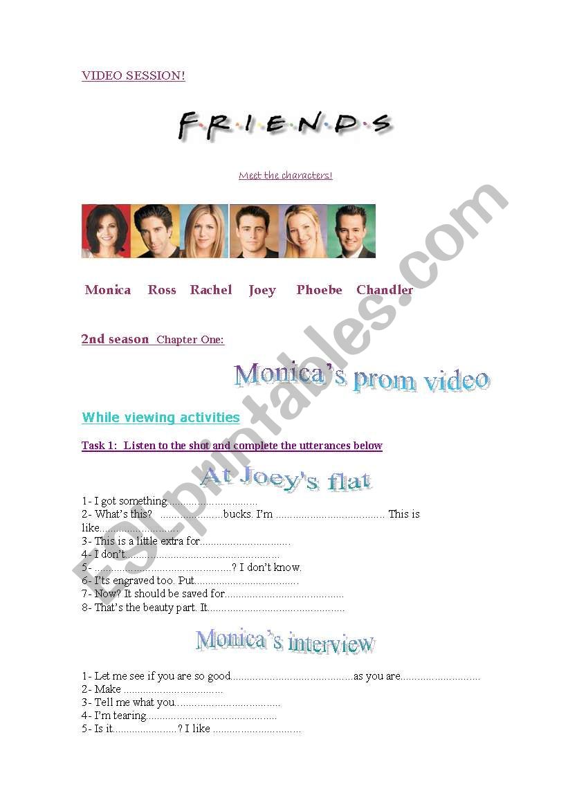 Friends 2nd season worksheet