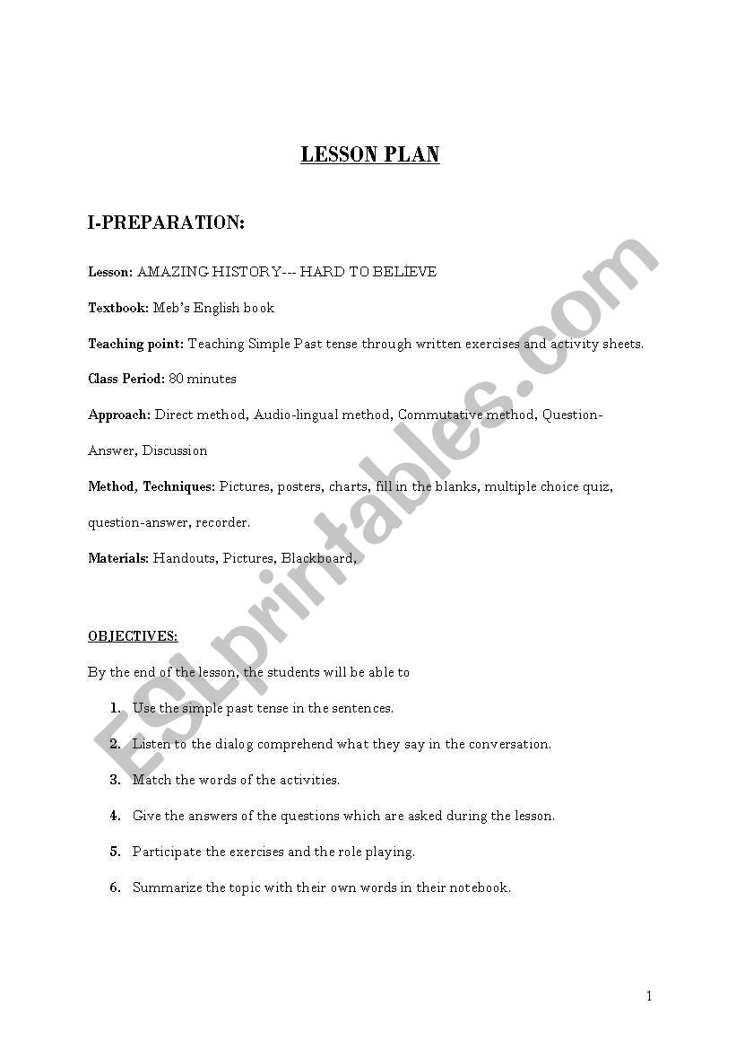 lesson plan sample 2 worksheet