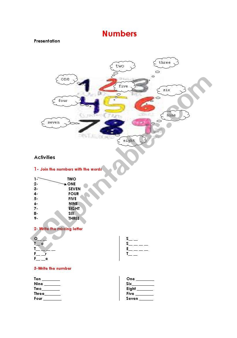 Numbers worksheet