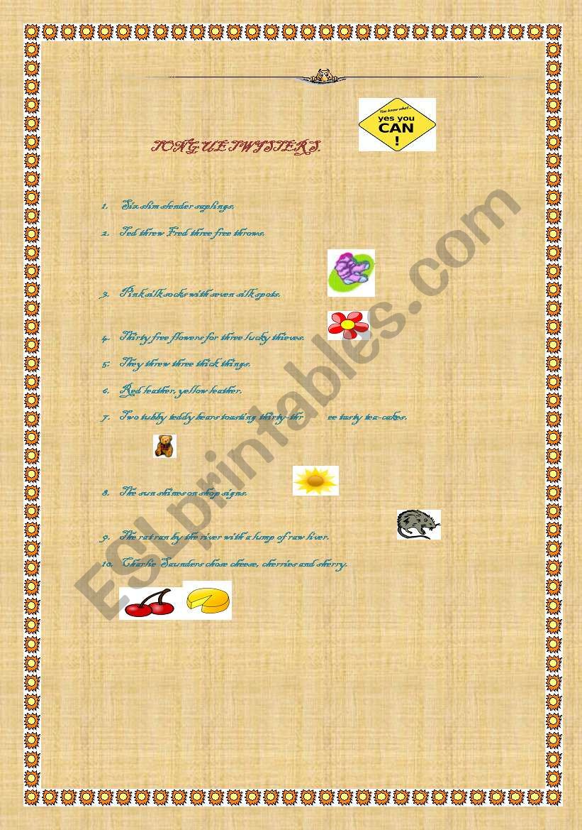 tongue twisters worksheet