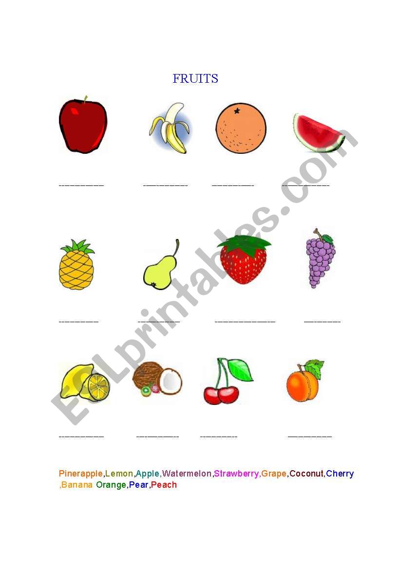 Fruits worksheet