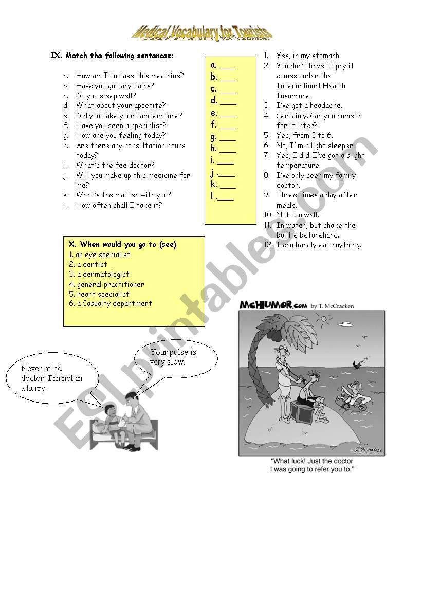 Medical Vocabulary for tourists 3