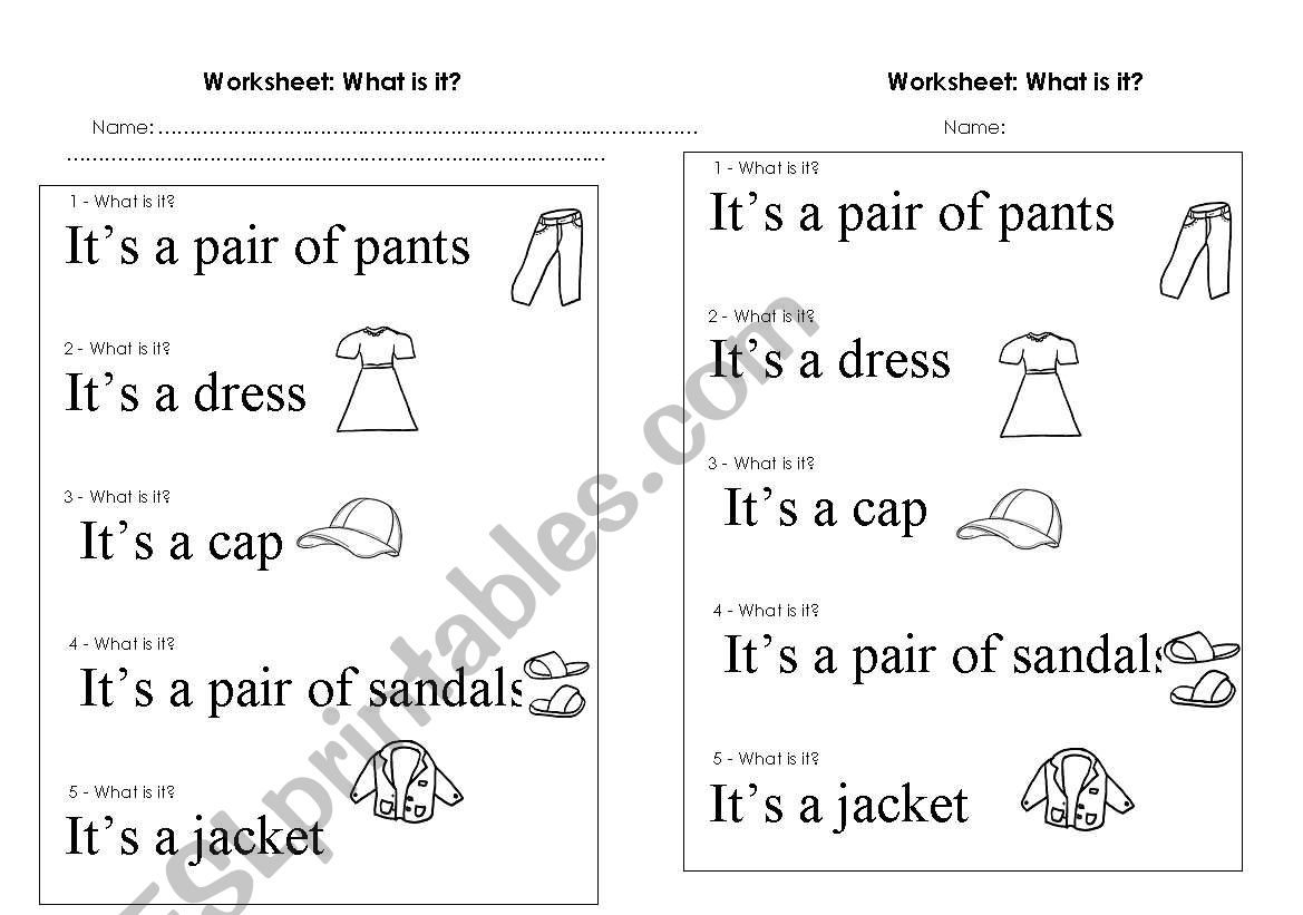 clothes worksheet