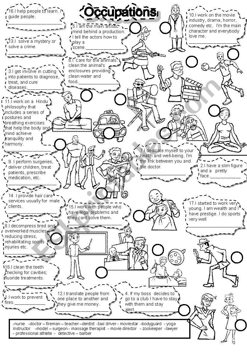 OCCUPATIONS FILL IN #1  and PICTIONARY JOBS 
