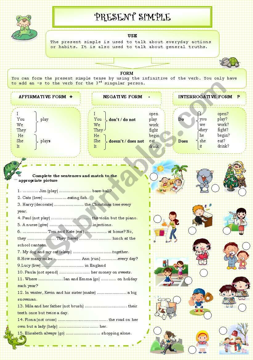 Present simple worksheet