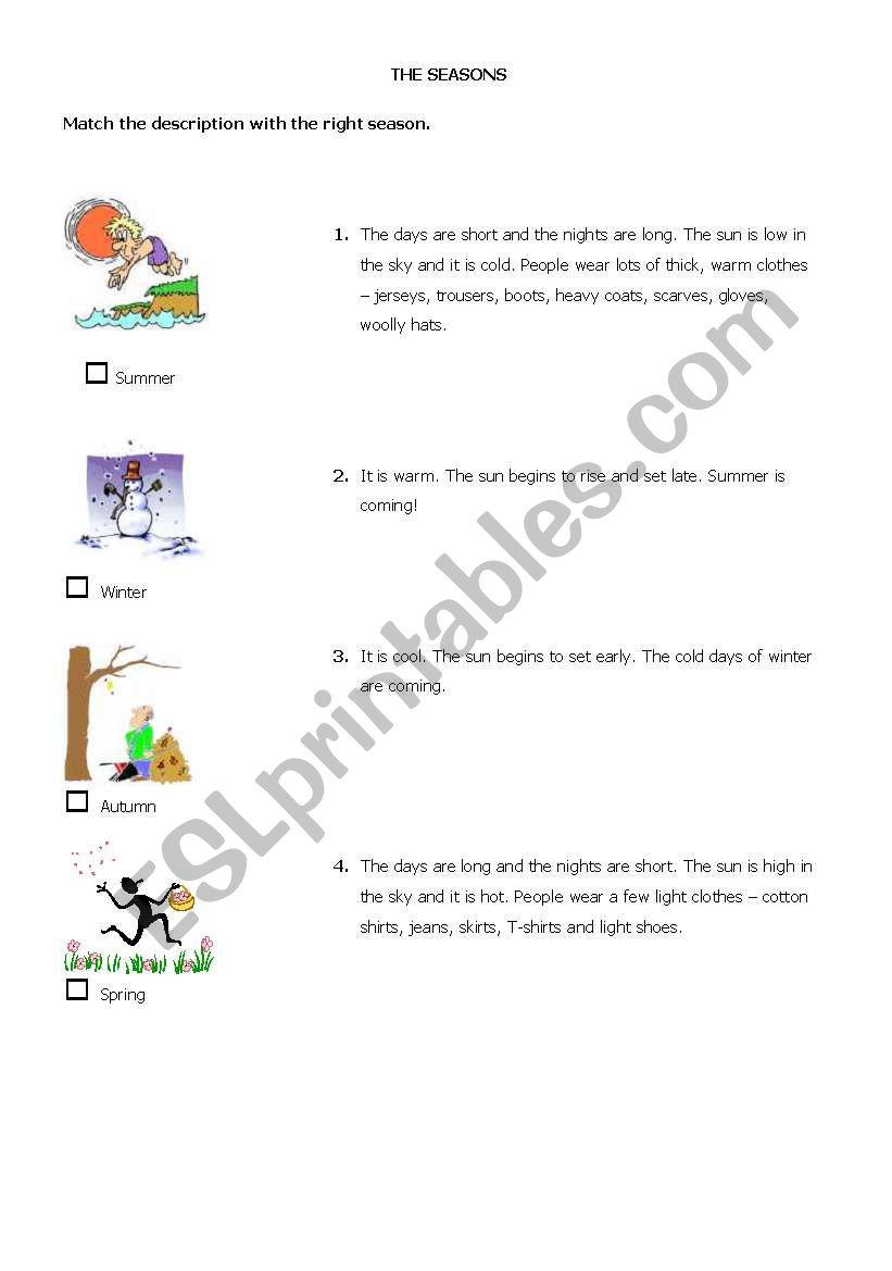the seasons worksheet