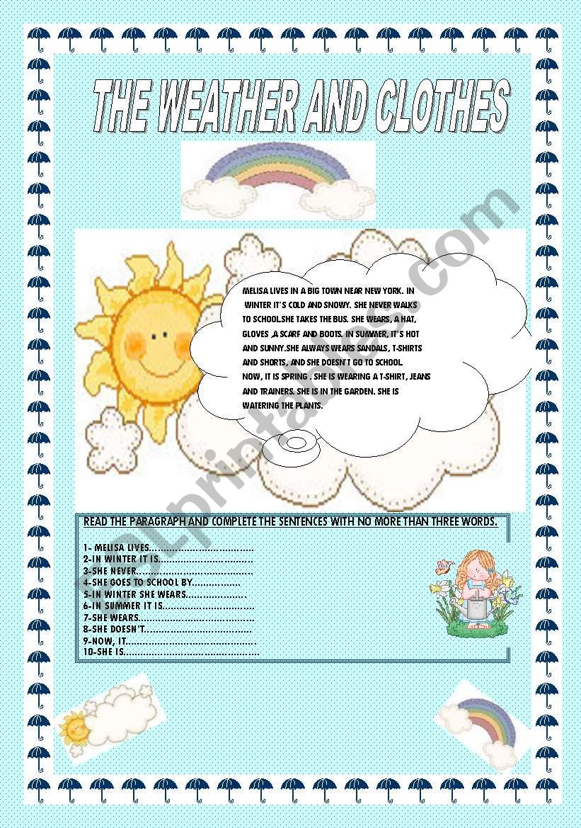 THE WEATHER AND CLOTHES worksheet