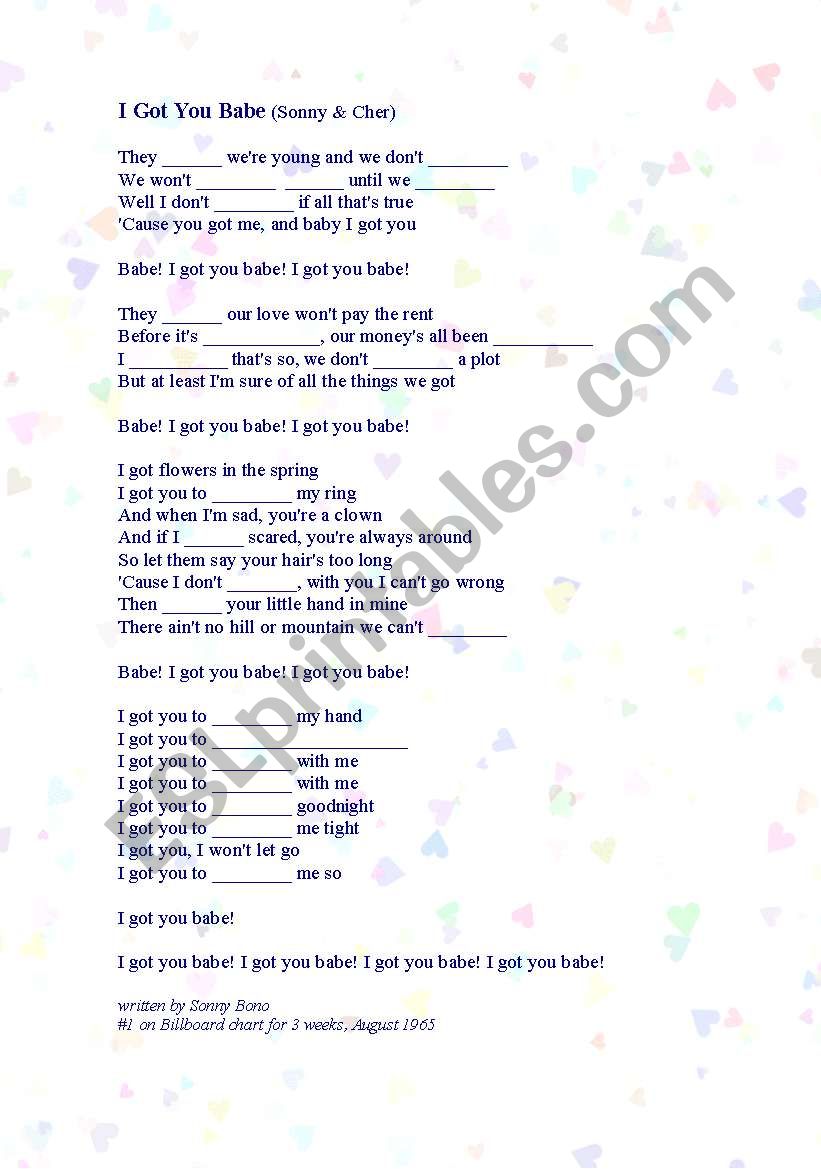 Sonny & Chers I Got You Babe Song Activity