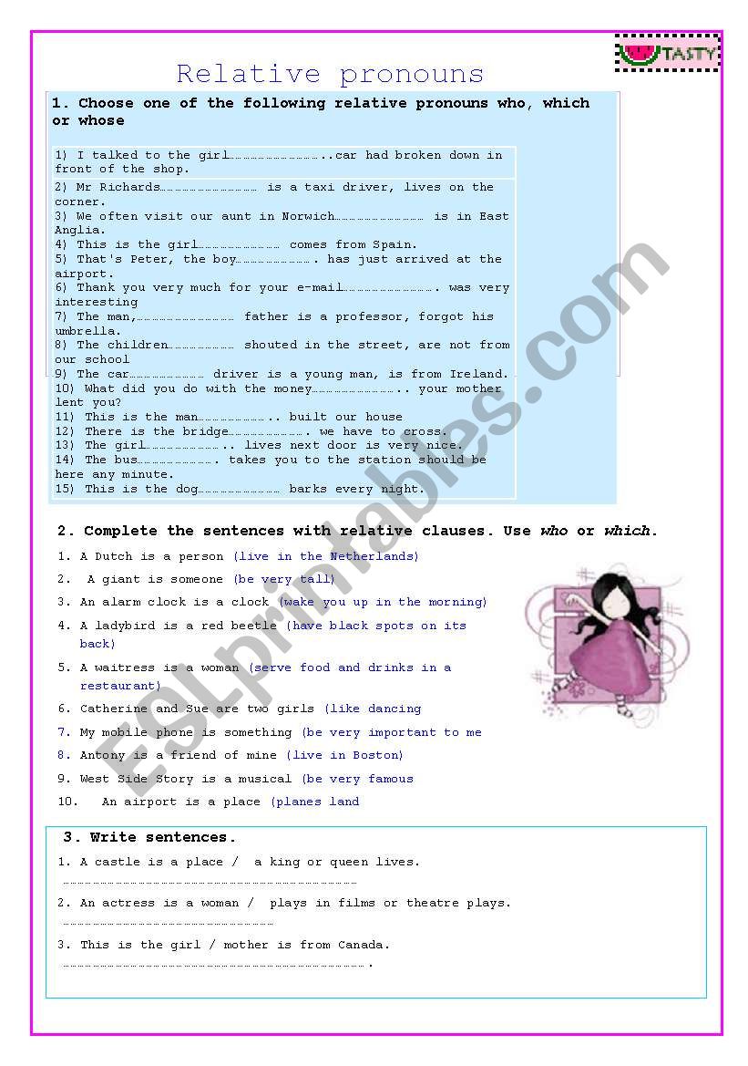 RELATIVE PRONOUNS worksheet