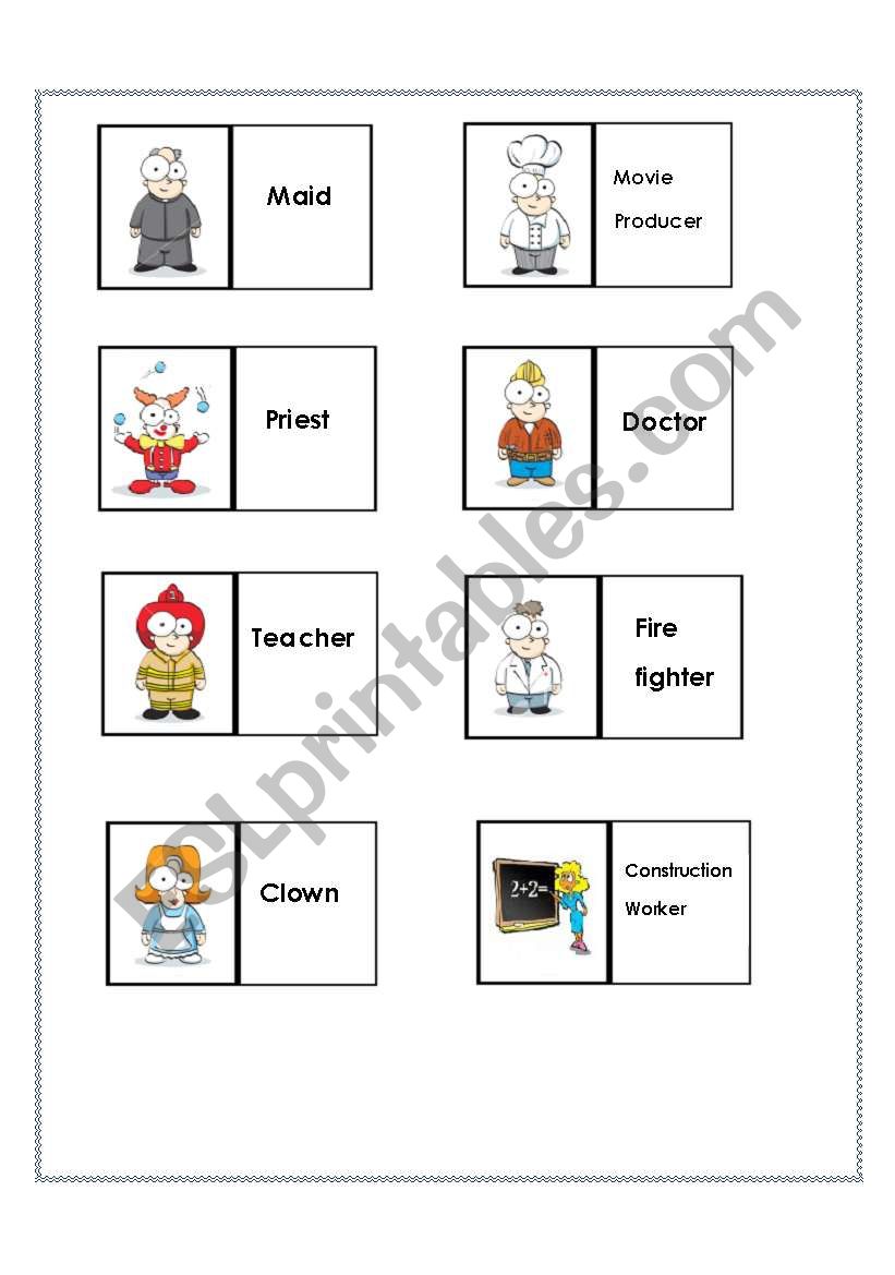 OCCUPATIONS DOMINOES GAME worksheet