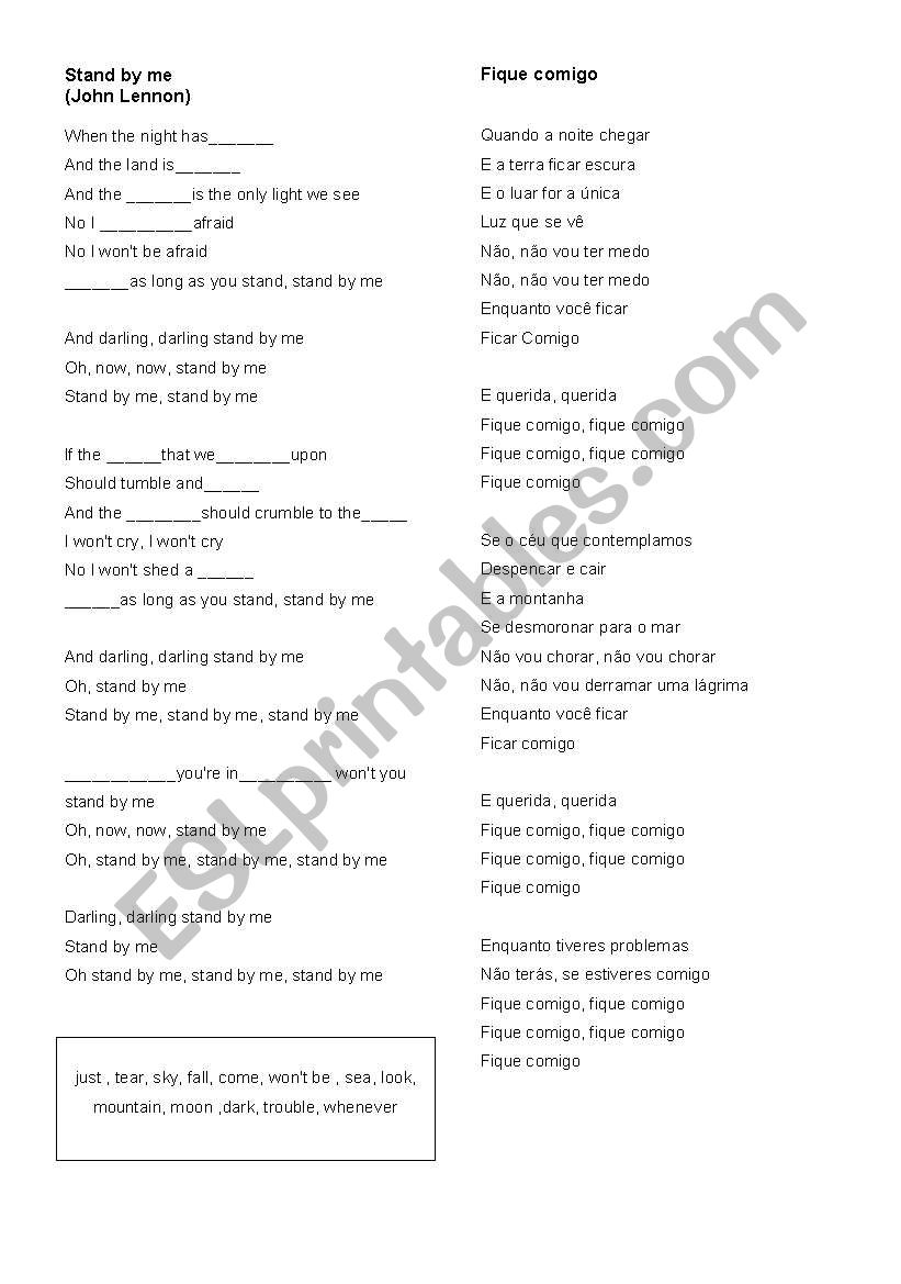 stand by me worksheet