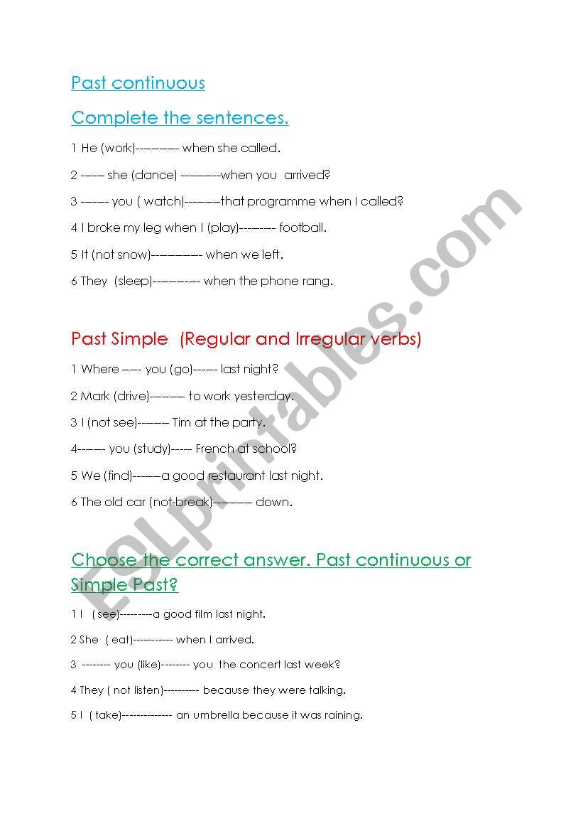 SIMPLE PAST AND PAST CONTINUOUS.