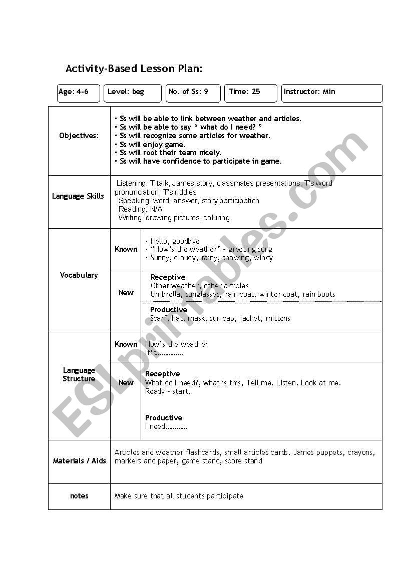 weather worksheet