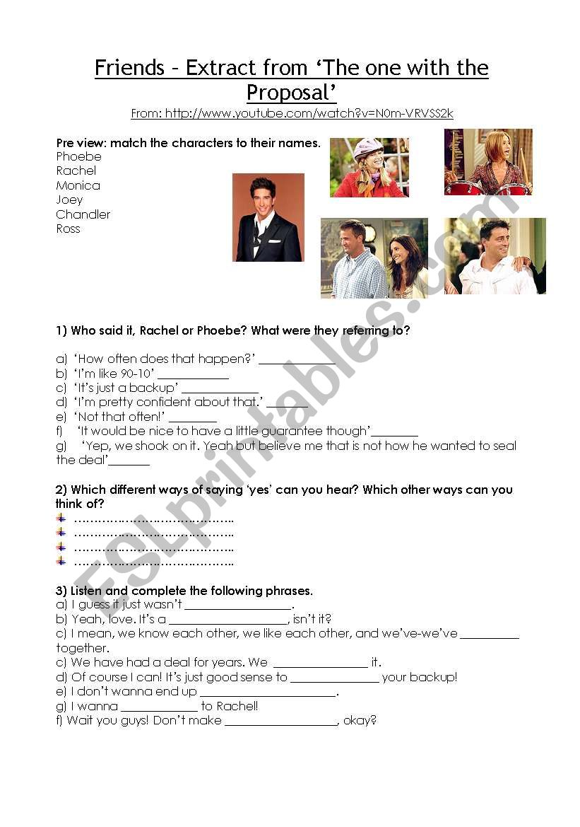 Video Lesson - Friends worksheet